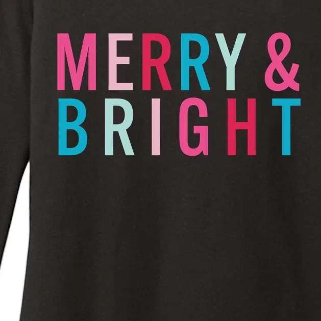 Christmas Holiday Graphic Merry And Bright Long Sleeve Womens CVC Long Sleeve Shirt