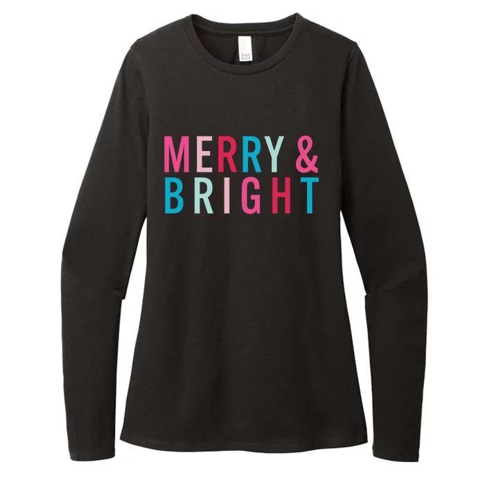 Christmas Holiday Graphic Merry And Bright Long Sleeve Womens CVC Long Sleeve Shirt