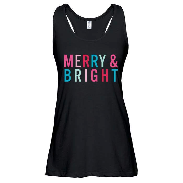 Christmas Holiday Graphic Merry And Bright Long Sleeve Ladies Essential Flowy Tank