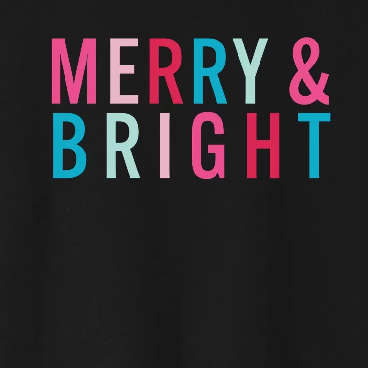 Christmas Holiday Graphic Merry And Bright Long Sleeve Women's Crop Top Tee