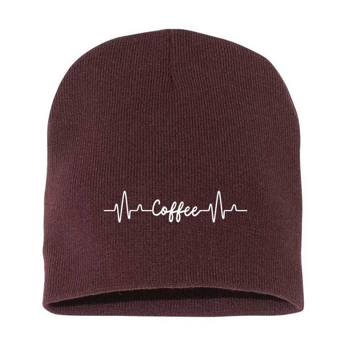 Coffee Heartbeat Gift For Coffee Lover Short Acrylic Beanie