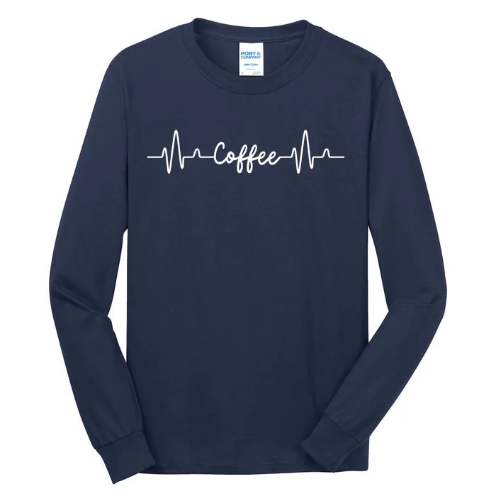 Coffee Heartbeat Gift For Coffee Lover Tall Long Sleeve T-Shirt