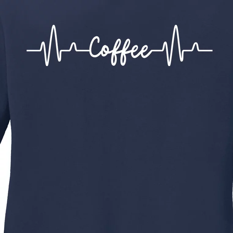 Coffee Heartbeat Gift For Coffee Lover Ladies Long Sleeve Shirt