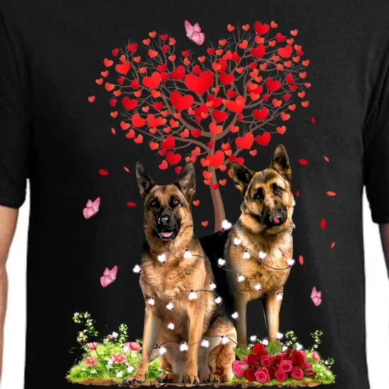 Cute Hearts Ger Shepherd Dog Puppy Lover Valentines Day Funny Gift Pajama Set