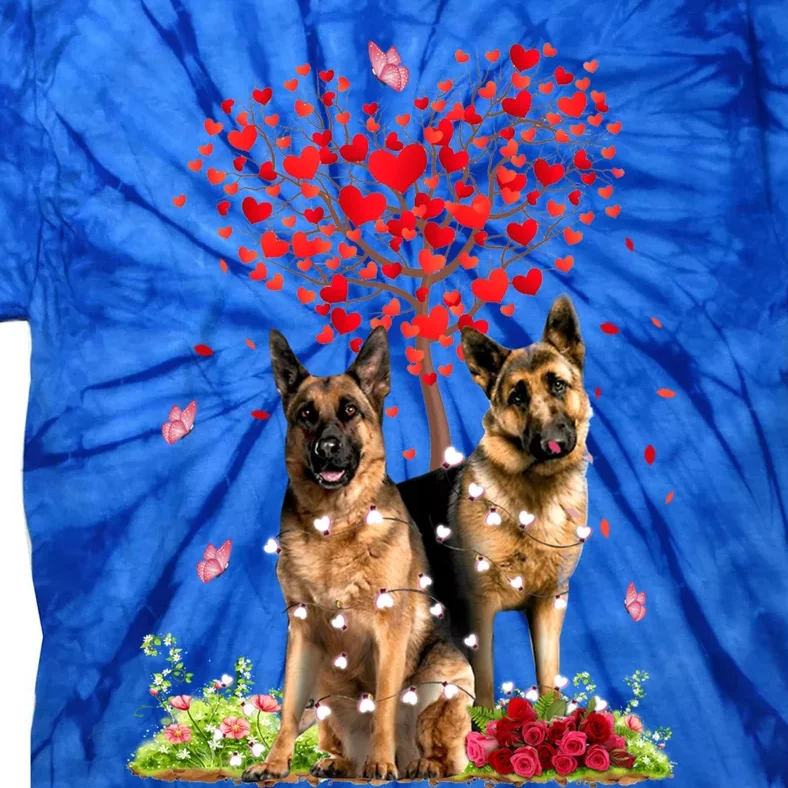 Cute Hearts Ger Shepherd Dog Puppy Lover Valentines Day Funny Gift Tie-Dye T-Shirt