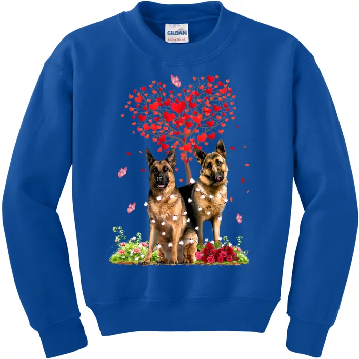 Cute Hearts Ger Shepherd Dog Puppy Lover Valentines Day Funny Gift Kids Sweatshirt