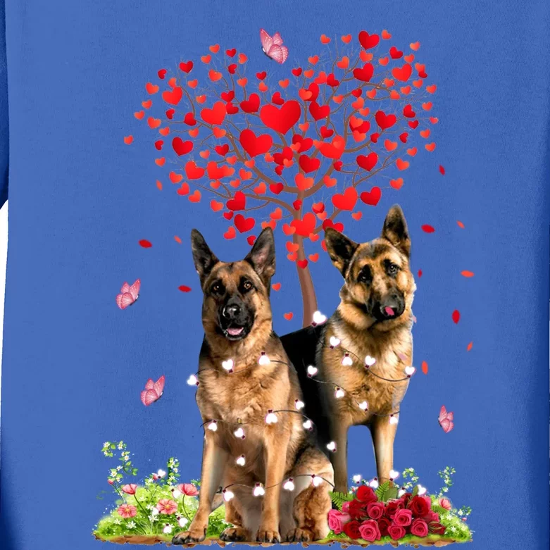 Cute Hearts Ger Shepherd Dog Puppy Lover Valentines Day Funny Gift Kids Long Sleeve Shirt