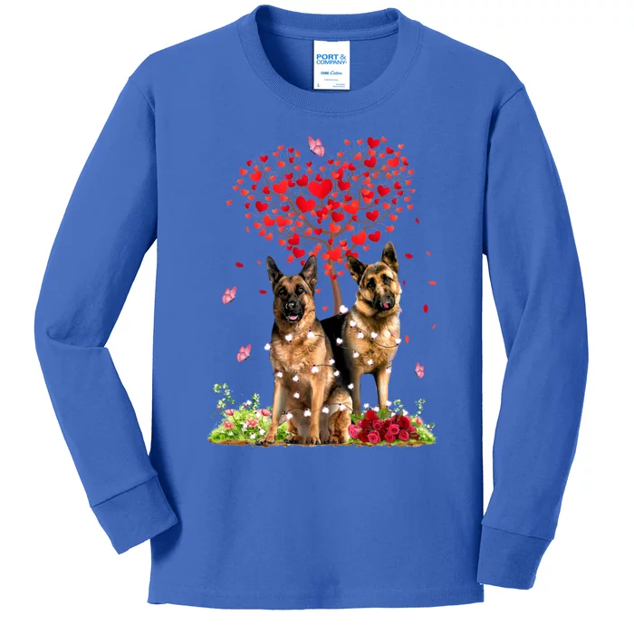 Cute Hearts Ger Shepherd Dog Puppy Lover Valentines Day Funny Gift Kids Long Sleeve Shirt