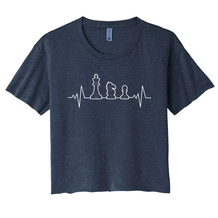 Chess Heartbeat | Gift Chess Master | Chess Club Women's Crop Top Tee