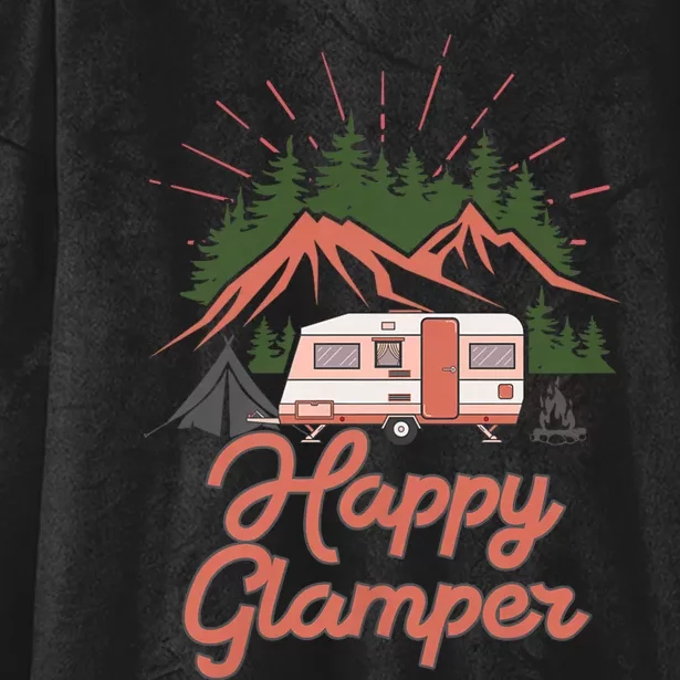 Cute Happy Glamper Funny Outdoor Lovers Glamping Rv Camping Hooded Wearable Blanket