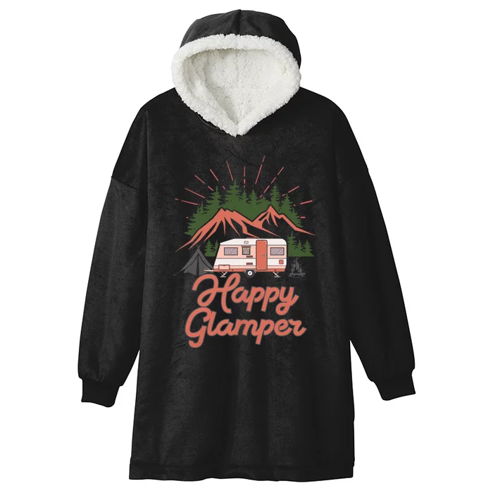 Cute Happy Glamper Funny Outdoor Lovers Glamping Rv Camping Hooded Wearable Blanket