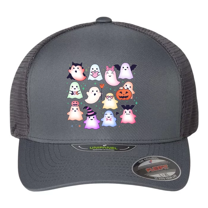 Cute Halloween Ghosts Flexfit Unipanel Trucker Cap