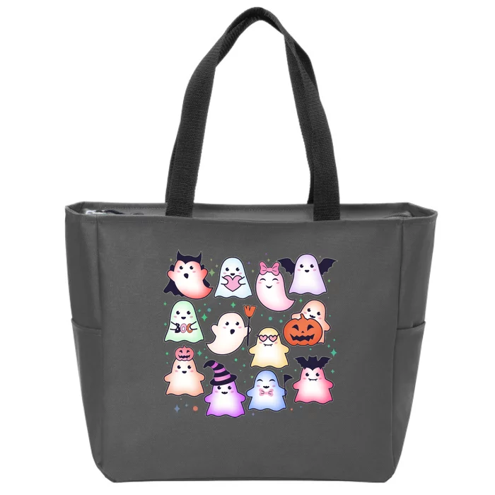 Cute Halloween Ghosts Zip Tote Bag