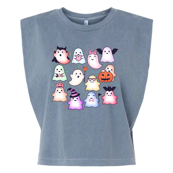 Cute Halloween Ghosts Garment-Dyed Women's Muscle Tee