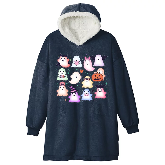 Cute Halloween Ghosts Hooded Wearable Blanket