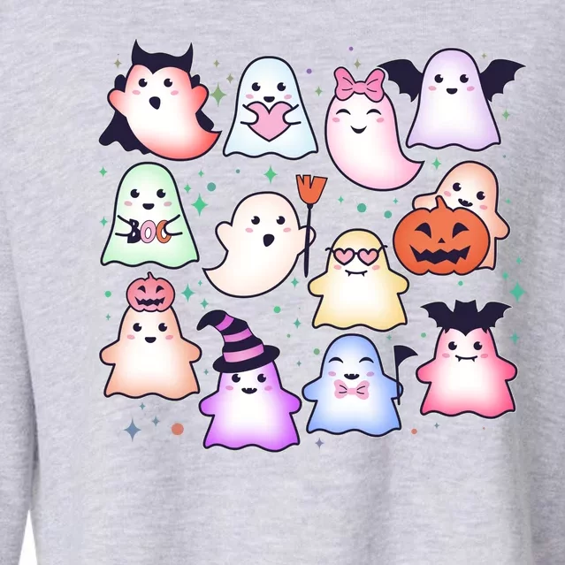 Cute Halloween Ghosts Cropped Pullover Crew