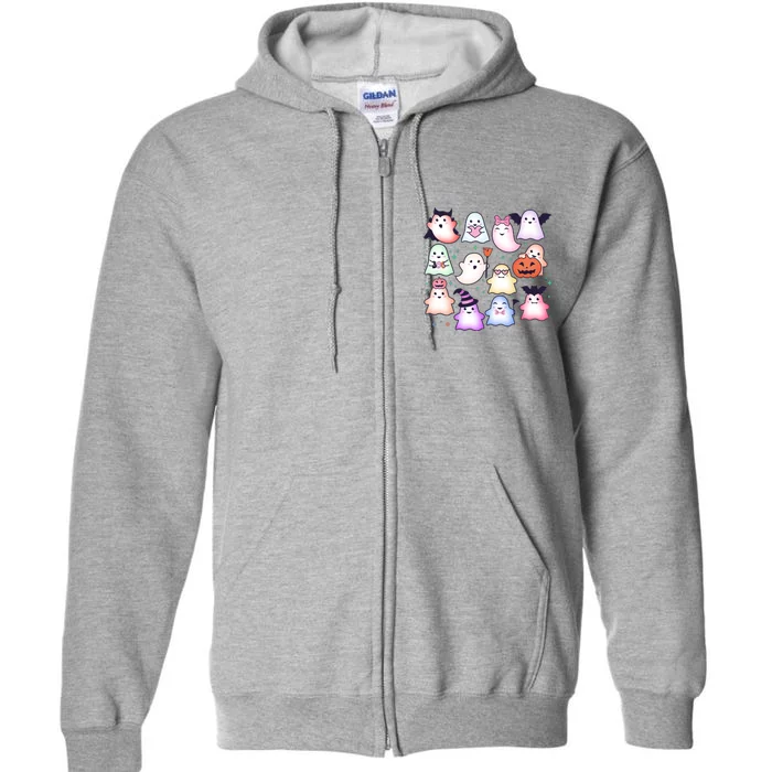 Cute Halloween Ghosts Full Zip Hoodie