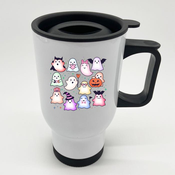 Cute Halloween Ghosts Front & Back Stainless Steel Travel Mug