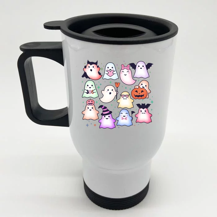 Cute Halloween Ghosts Front & Back Stainless Steel Travel Mug