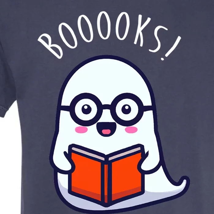 Cute Halloween Ghost Reading A Library Book Gift Garment-Dyed Heavyweight T-Shirt