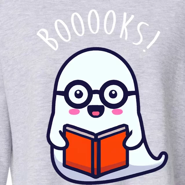 Cute Halloween Ghost Reading A Library Book Gift Cropped Pullover Crew