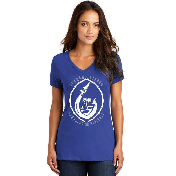 Chomorro Hook Gu Seal 671 Guam Women's V-Neck T-Shirt