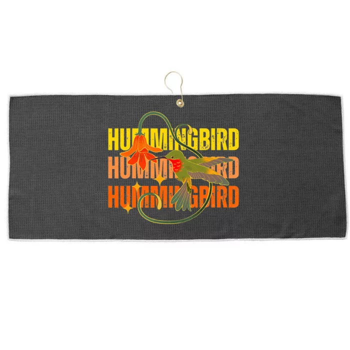 Cute Hummingbird Gift Retro Wo Vintage Hummingbird Tee Large Microfiber Waffle Golf Towel