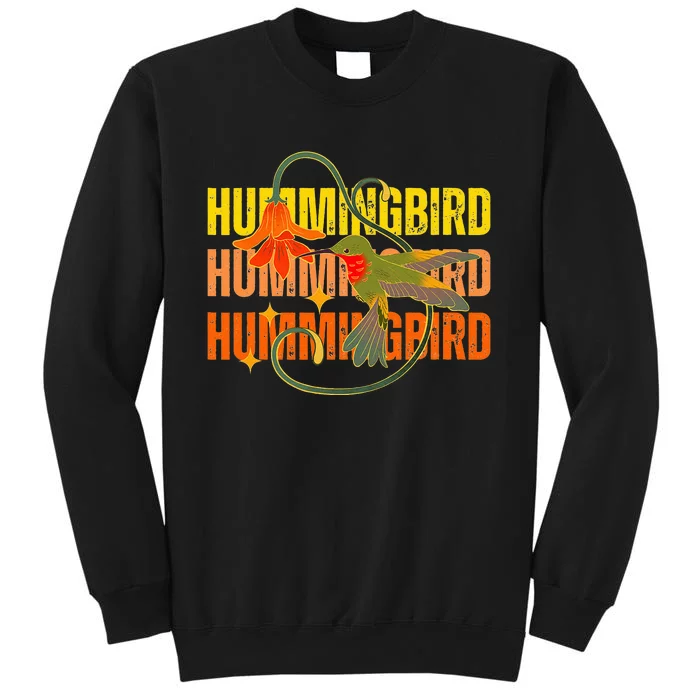 Cute Hummingbird Gift Retro Wo Vintage Hummingbird Tee Tall Sweatshirt