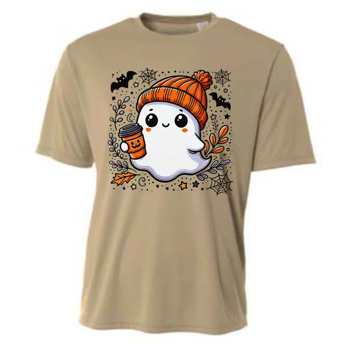 Cute Halloween Ghost Coffee Cooling Performance Crew T-Shirt