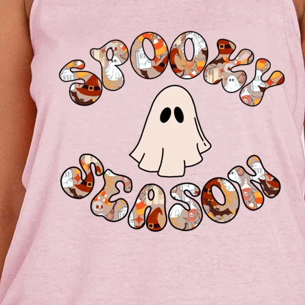 Cute Halloween Ghost Spooky Season Spooky Vibes Ghost Great Gift Women's Knotted Racerback Tank