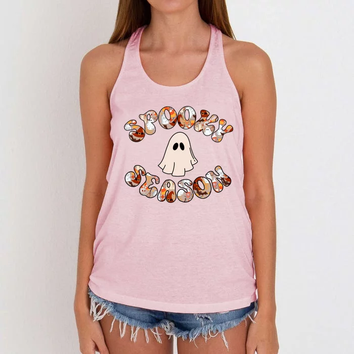 Cute Halloween Ghost Spooky Season Spooky Vibes Ghost Great Gift Women's Knotted Racerback Tank