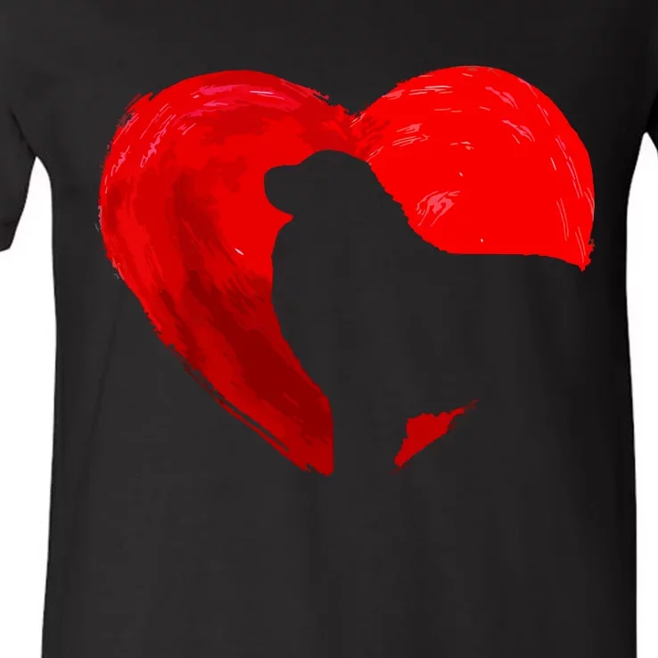 Cute Heart Great Pyrenees Dog Valentines Day Puppy Lover V-Neck T-Shirt