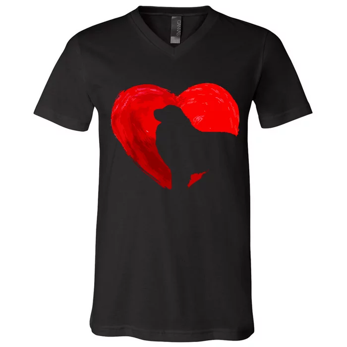 Cute Heart Great Pyrenees Dog Valentines Day Puppy Lover V-Neck T-Shirt