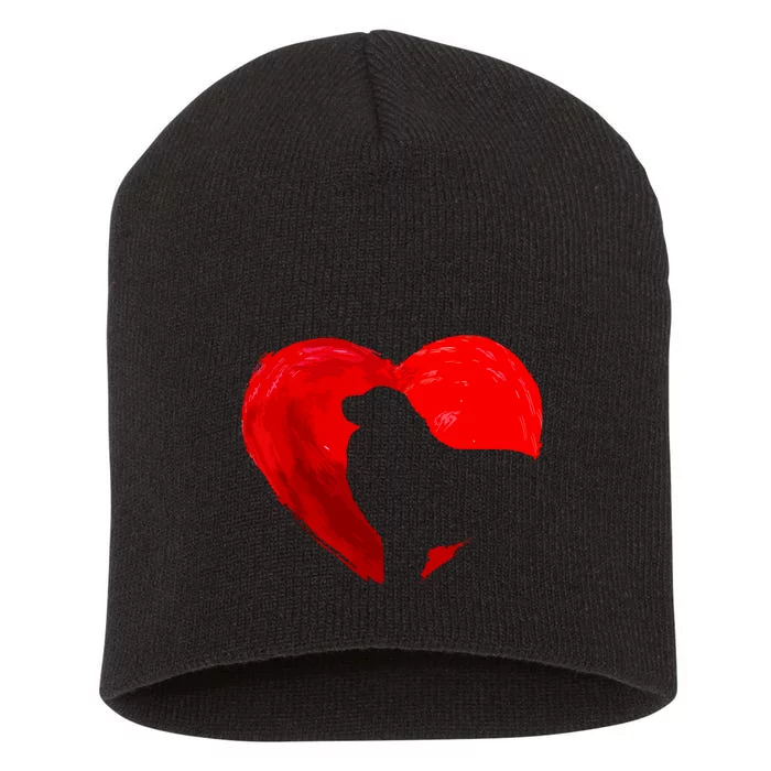 Cute Heart Great Pyrenees Dog Valentines Day Puppy Lover Short Acrylic Beanie