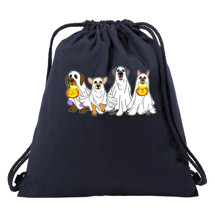 Cute Halloween Ghost Dogs Pups Drawstring Bag