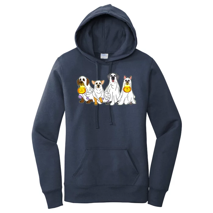 Cute Halloween Ghost Dogs Pups Women's Pullover Hoodie