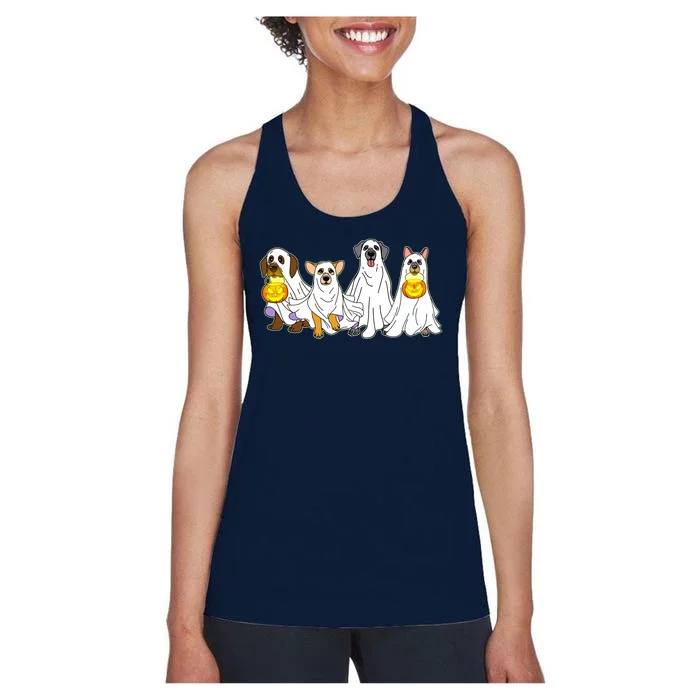 Cute Halloween Ghost Dogs Pups Women's Racerback Tank