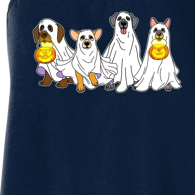 Cute Halloween Ghost Dogs Pups Women's Racerback Tank