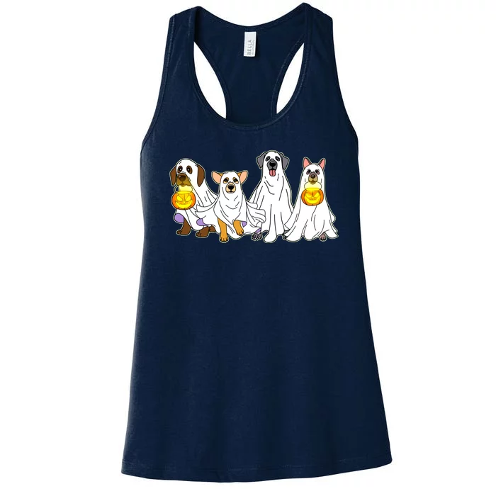 Cute Halloween Ghost Dogs Pups Women's Racerback Tank