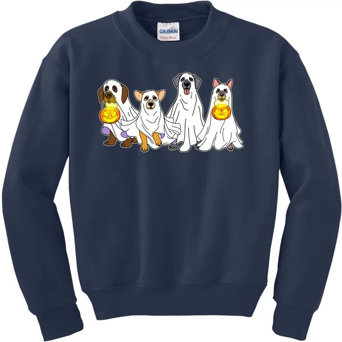 Cute Halloween Ghost Dogs Pups Kids Sweatshirt