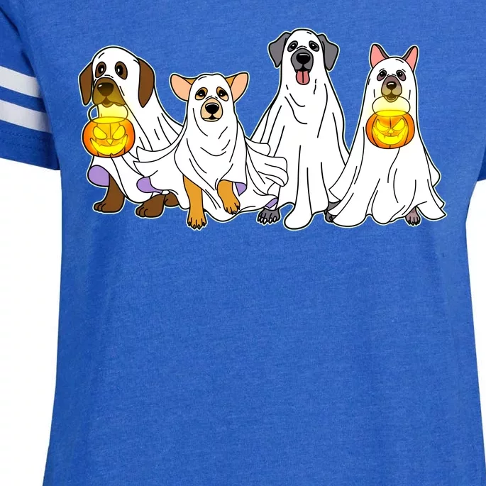 Cute Halloween Ghost Dogs Pups Enza Ladies Jersey Football T-Shirt