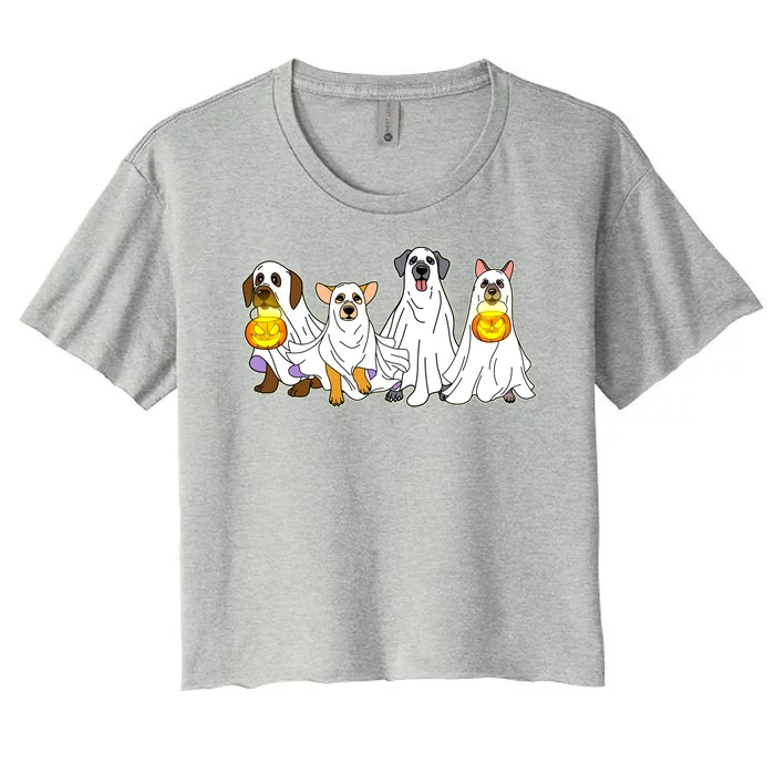 Cute Halloween Ghost Dogs Pups Women's Crop Top Tee