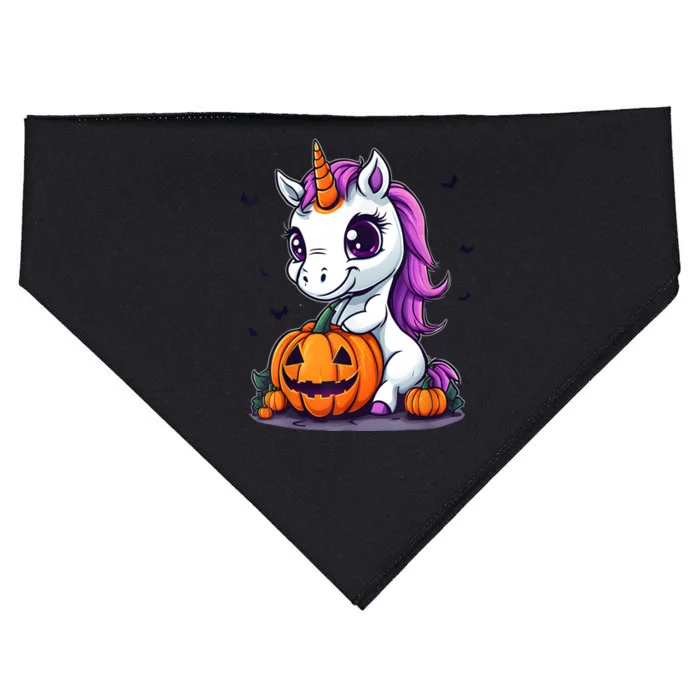 Cute Halloween Girls Witchy Unicorn Halloween USA-Made Doggie Bandana