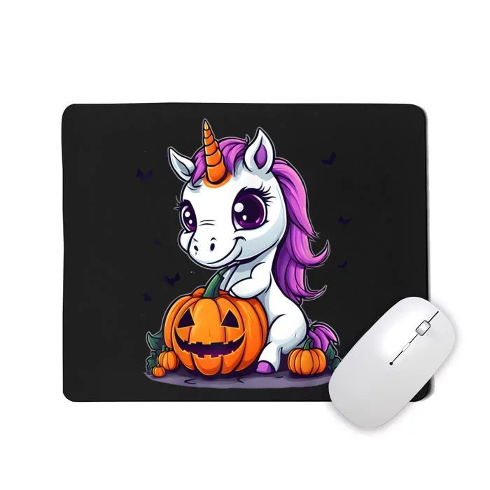 Cute Halloween Girls Witchy Unicorn Halloween Mousepad