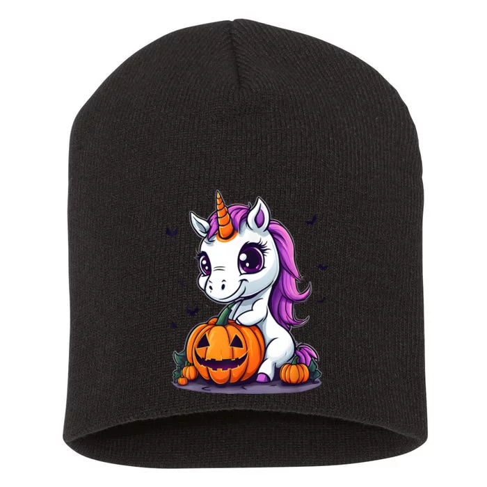 Cute Halloween Girls Witchy Unicorn Halloween Short Acrylic Beanie