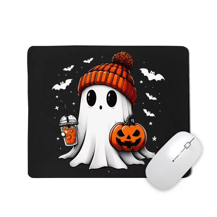 Cute Halloween Ghost Drink Pumpkin Mousepad