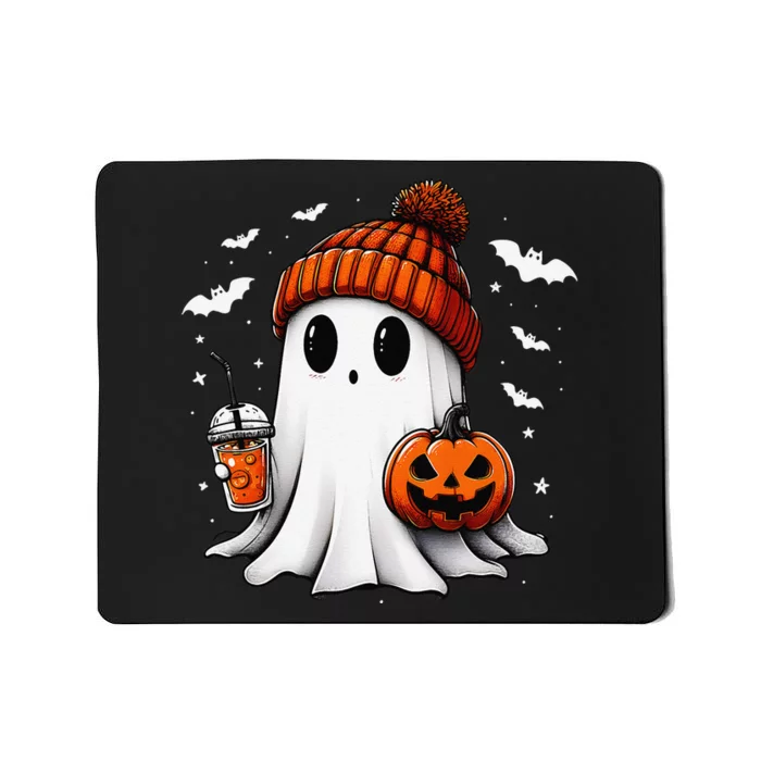 Cute Halloween Ghost Drink Pumpkin Mousepad