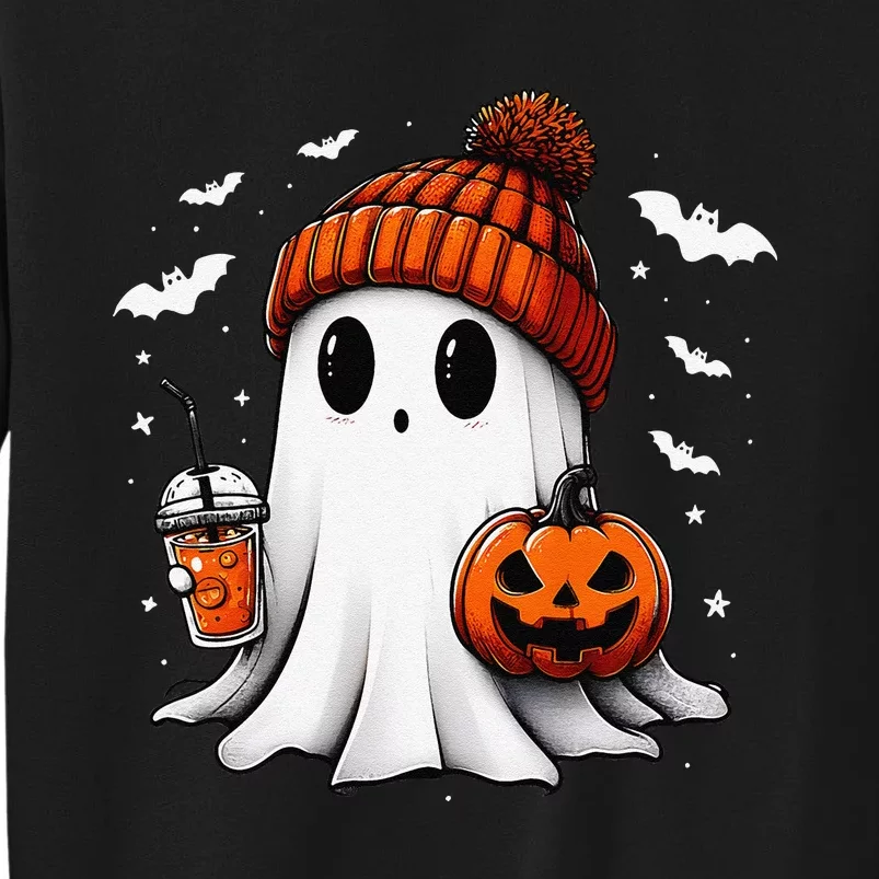 Cute Halloween Ghost Drink Pumpkin Tall Sweatshirt