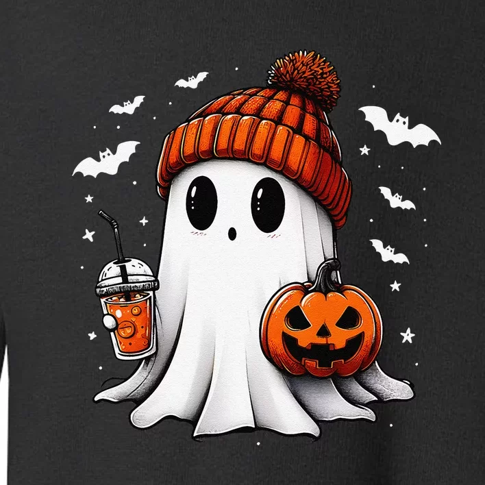 Cute Halloween Ghost Drink Pumpkin Toddler Sweatshirt