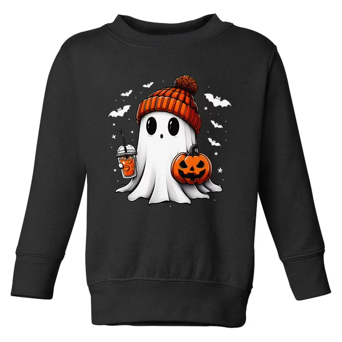 Cute Halloween Ghost Drink Pumpkin Toddler Sweatshirt